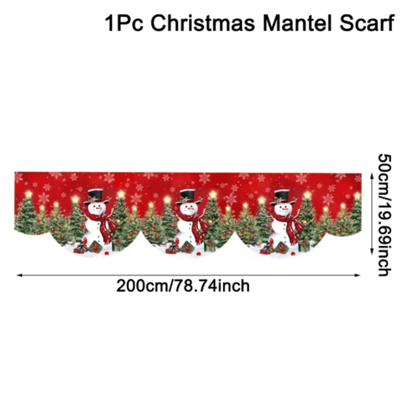Snowman Christmas Mantel Scarf Table Runner Festive Fireplace Holiday Table Decoration 1