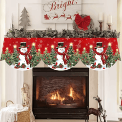 snowman christmas mantel scarf table runner – festive fireplace & holiday table decoration