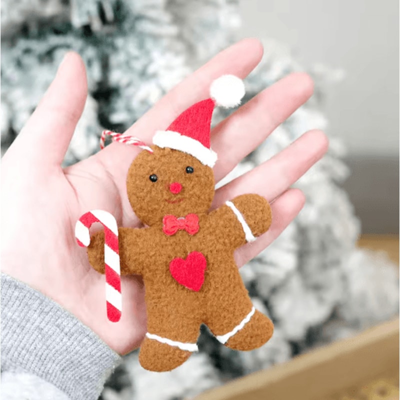 3Piece Gingerbread Man Christmas Ornaments Plush Holiday Tree Table Decorations 5