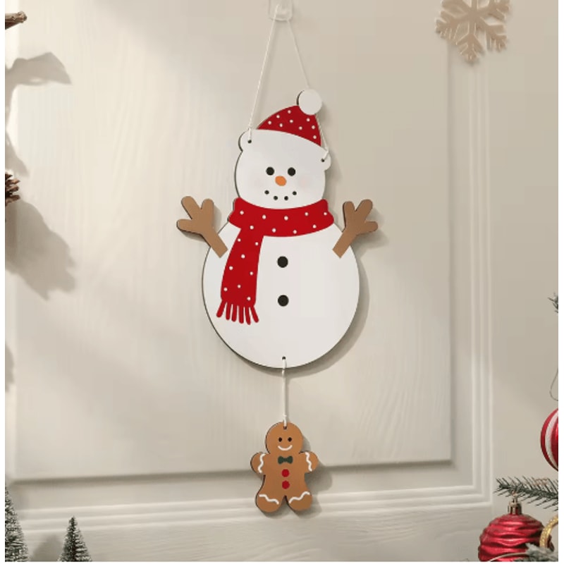 Rustic Wooden Christmas Wall Hanging Decor Santa Reindeer And Stocking Holiday Ornament 1