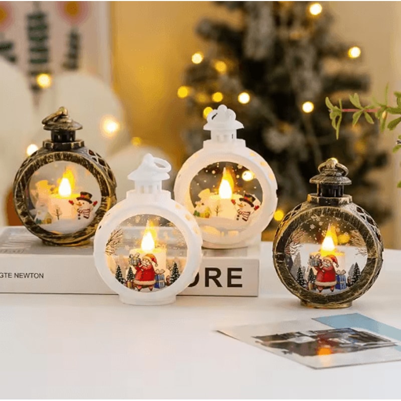 Retro Christmas Night Light Ornament Luminous Holiday Pendant And Table Decor 0