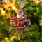 Santa Bicycle Acrylic Christmas Ornament Cartoon Holiday Tree Hanging Pendant 1
