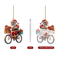 Santa Bicycle Acrylic Christmas Ornament Cartoon Holiday Tree Hanging Pendant 6