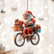 Santa Bicycle Acrylic Christmas Ornament Cartoon Holiday Tree Hanging Pendant 8