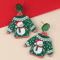 Festive Christmas Sweater Earrings Acrylic Santa And Snowflake Holiday Dangle Earrings 4