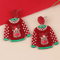 Festive Christmas Sweater Earrings Acrylic Santa And Snowflake Holiday Dangle Earrings 5