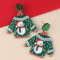 Festive Christmas Sweater Earrings Acrylic Santa And Snowflake Holiday Dangle Earrings 6