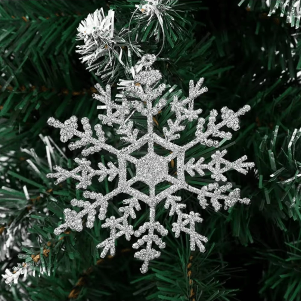 9Piece Glitter Snowflake Christmas Ornaments Red Gold Hanging Tree Decorations 1