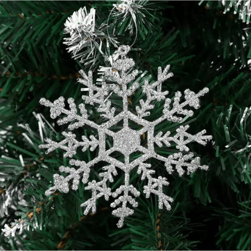 9Piece Glitter Snowflake Christmas Ornaments Red Gold Hanging Tree Decorations 1
