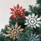 9Piece Glitter Snowflake Christmas Ornaments Red Gold Hanging Tree Decorations 7