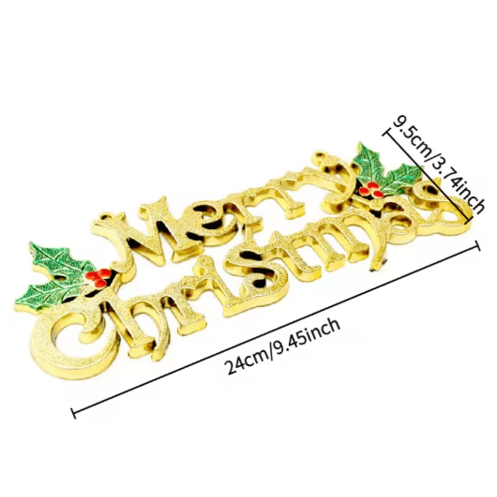Gold Merry Christmas Letter Sign Festive Berry Leaf Holiday Wall Decoration 2