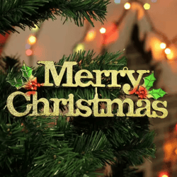 gold merry christmas letter sign festive berry & leaf holiday wall decoration