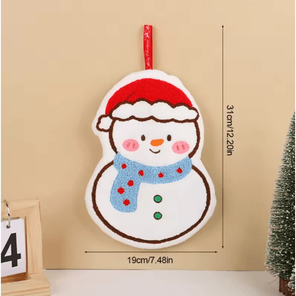 Festive Christmas Hand Towels Gingerbread Snowman And Tree Coral Fleece Hanging Towels 1 To 3 PCS 2