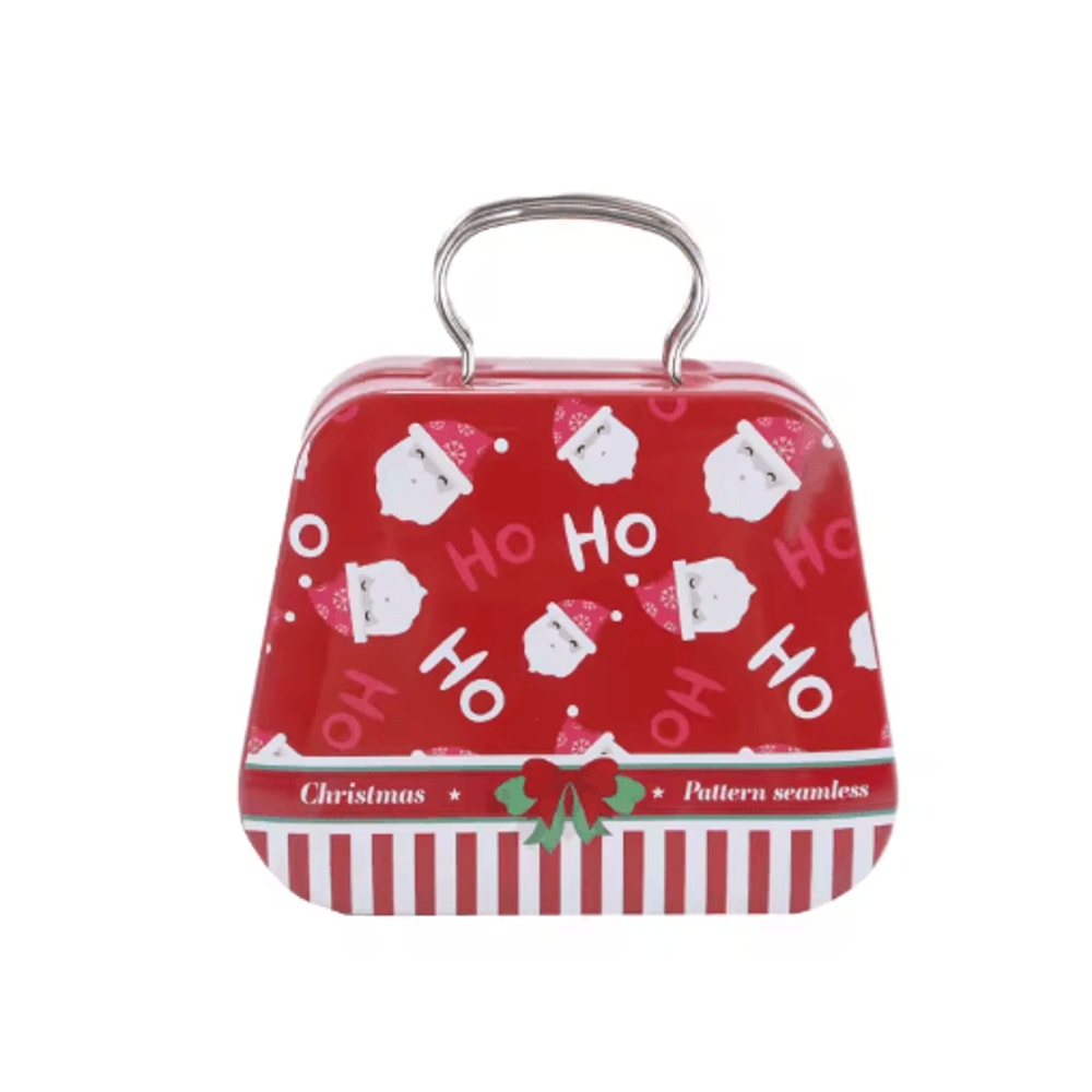 Festive Christmas Tin Handbag Gift Box Reusable Candy Cookie Treat Container 3