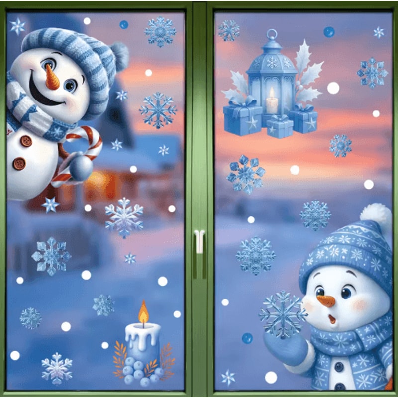 Festive Christmas Window Stickers Santa Snowman Snowflake Glass Decals 3
