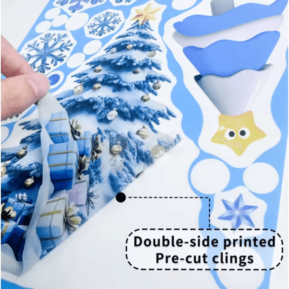 Festive Christmas Window Stickers Santa Snowman Snowflake Glass Decals 6