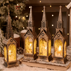 festive christmas led lantern night light santa & snowman table decor