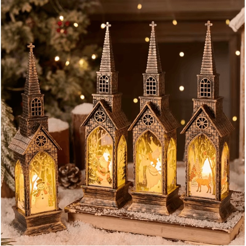 Festive Christmas LED Lantern Night Light Santa Snowman Table Decor 0