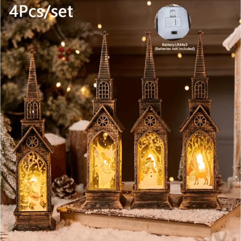 Festive Christmas LED Lantern Night Light Santa Snowman Table Decor 5