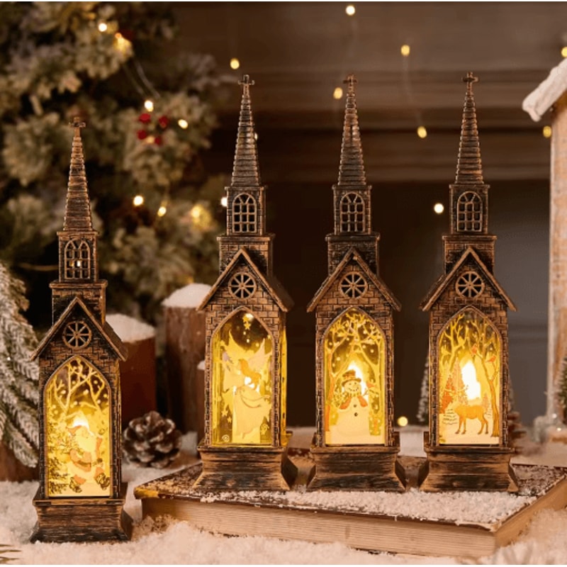 Festive Christmas LED Lantern Night Light Santa Snowman Table Decor 6