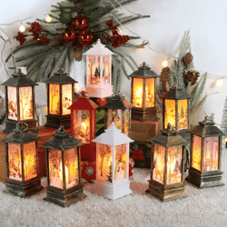 festive christmas lantern night lights santa elk & snowman table decor