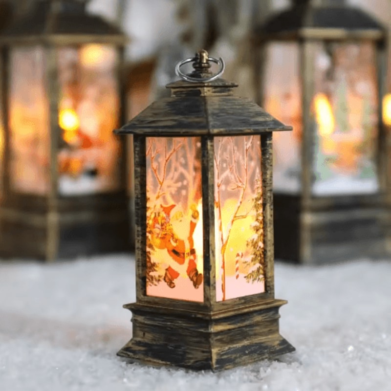 Festive Christmas Lantern Night Lights Santa Elk Snowman Table Decor 3