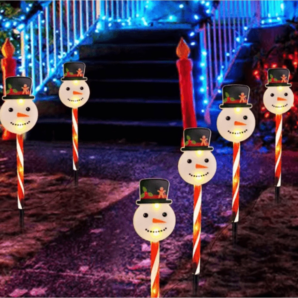 Solar Snowman Christmas Stake Lights 5PCS Outdoor Garden Party Decor 5