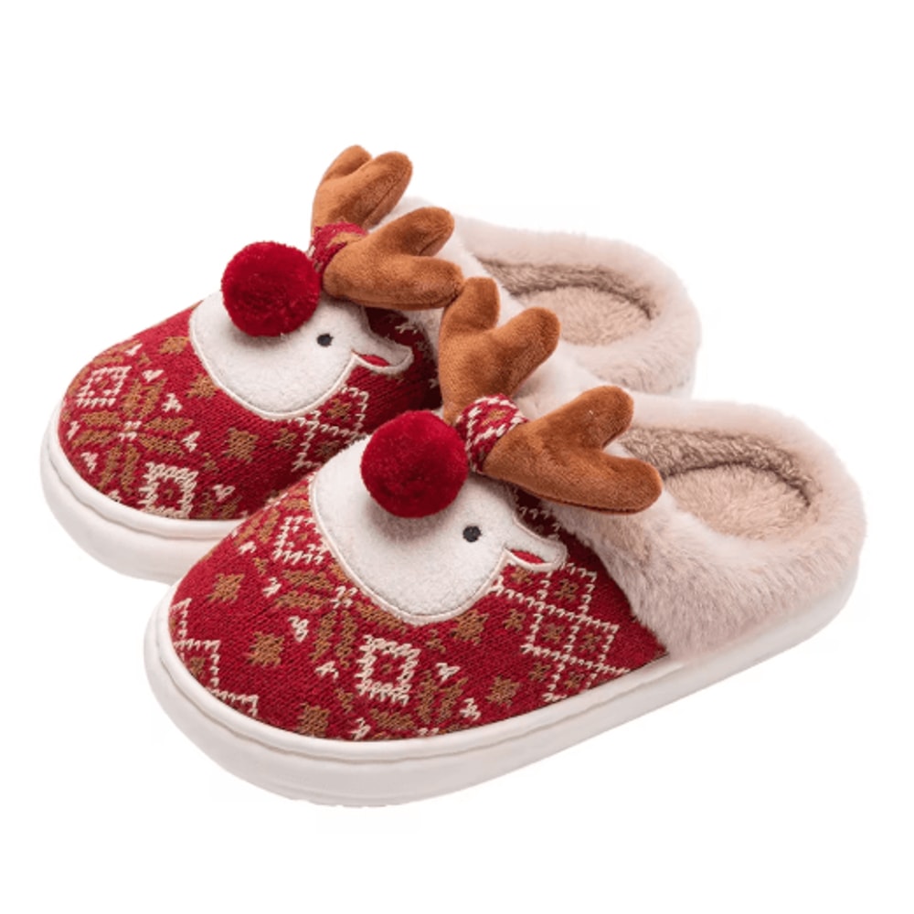 Cute Christmas Deer Womens Winter Slippers Cozy NonSlip House Shoes 0