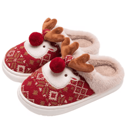cute christmas deer womens winter slippers cozy non-slip house shoes