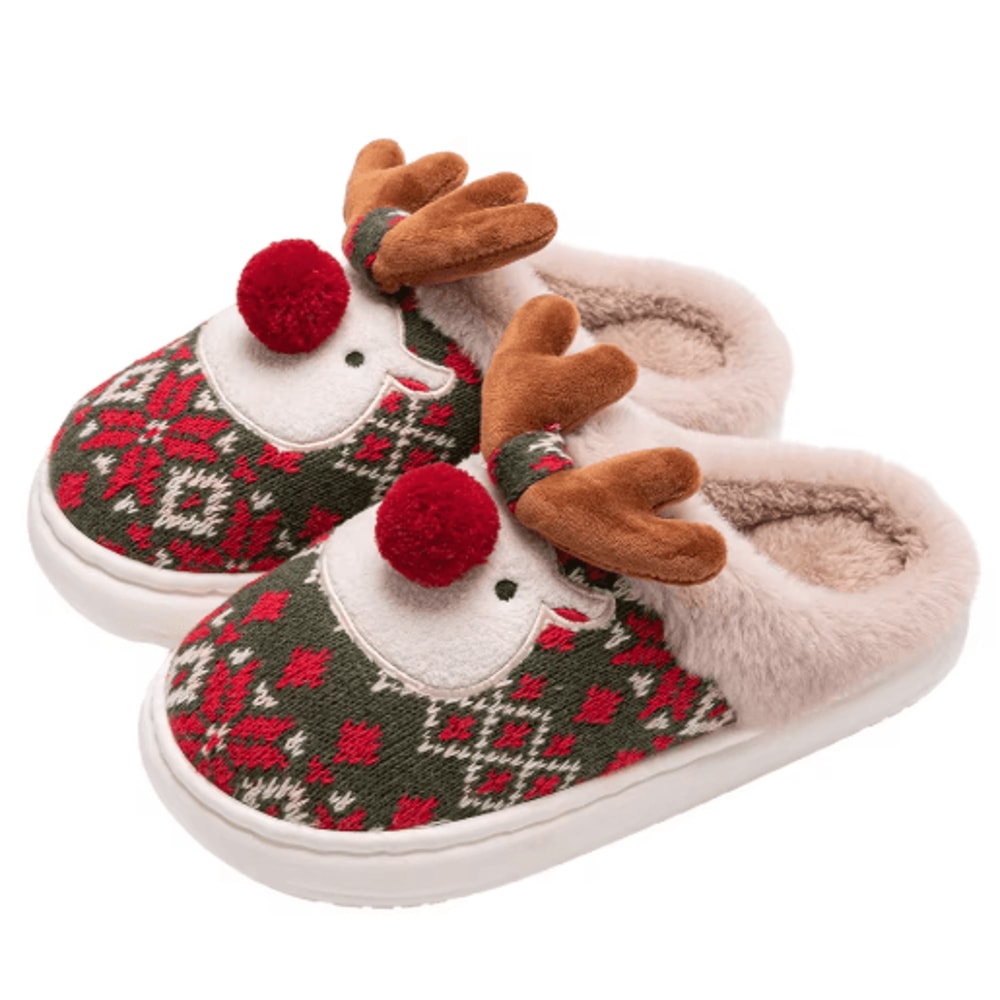 Cute Christmas Deer Womens Winter Slippers Cozy NonSlip House Shoes 1