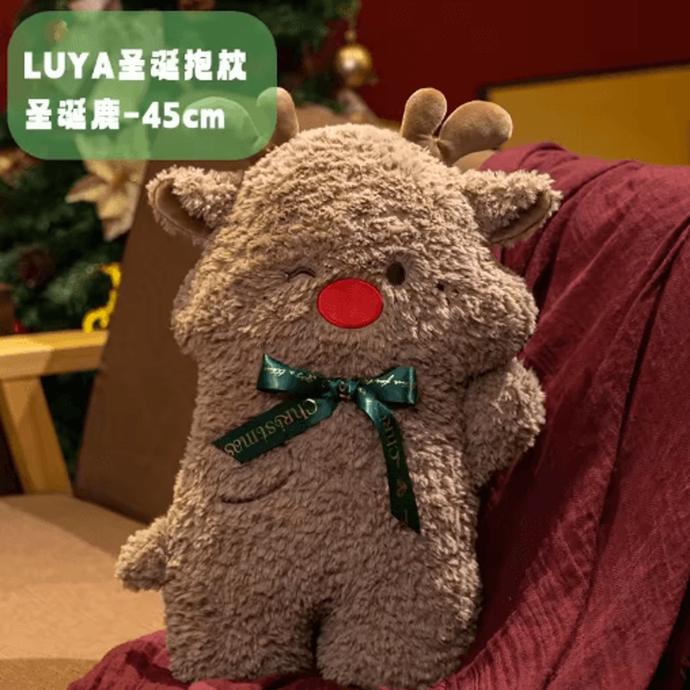 Cute Christmas Plush Pillow Santa Elk Soft Decorative Doll 1