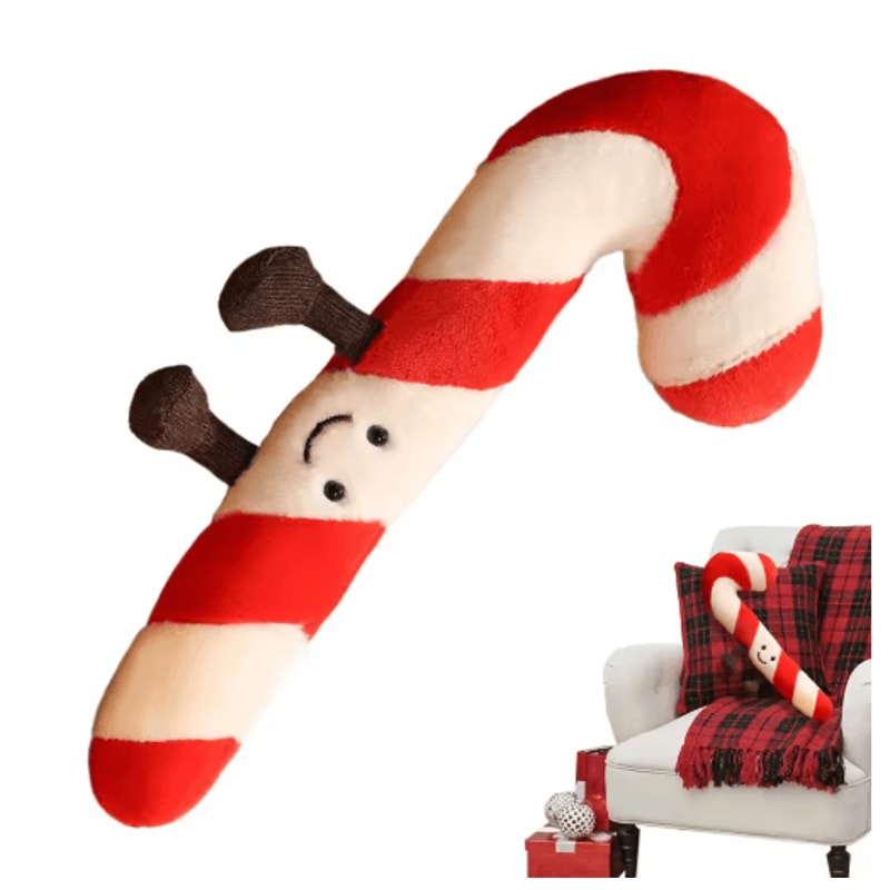Candy Cane Christmas Throw Pillow Festive Holiday Decorative Cushion 2