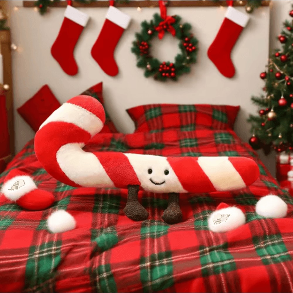 Candy Cane Christmas Throw Pillow Festive Holiday Decorative Cushion 3