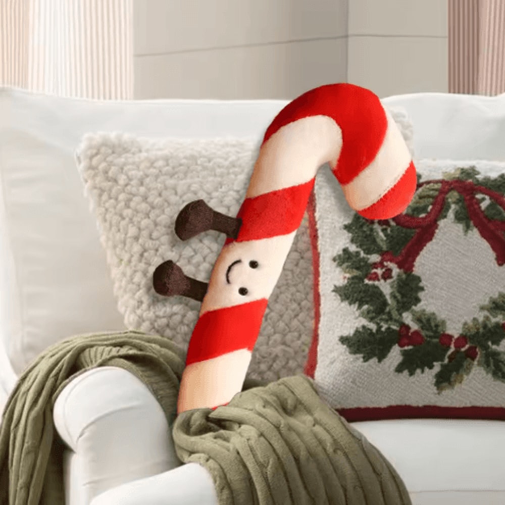 Candy Cane Christmas Throw Pillow Festive Holiday Decorative Cushion 4