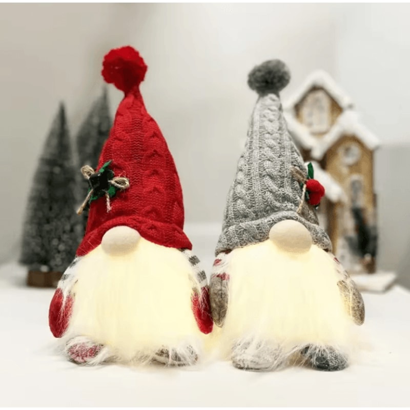 Festive Christmas Gnome Doll Ornament Santa Rudolf Lantern Decor 0