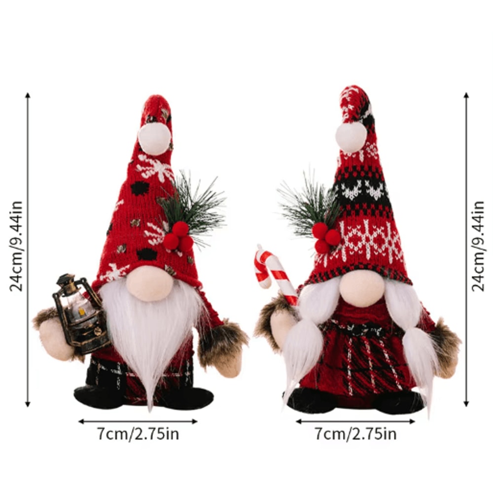 Festive Christmas Faceless Gnome Doll Knitted Red Dwarf Holiday Decor 4