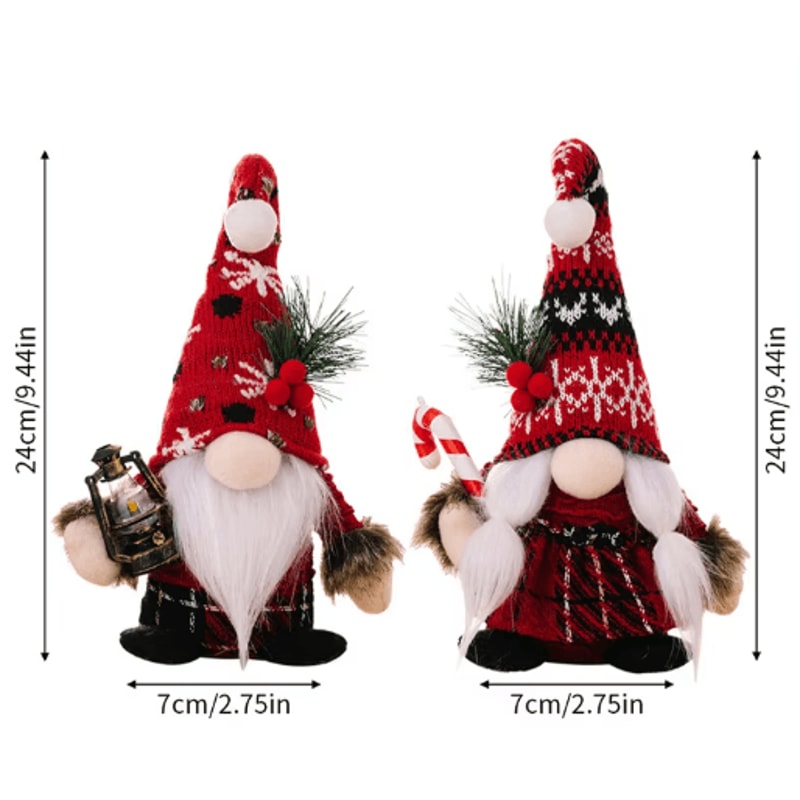 Festive Christmas Faceless Gnome Doll Knitted Red Dwarf Holiday Decor 4