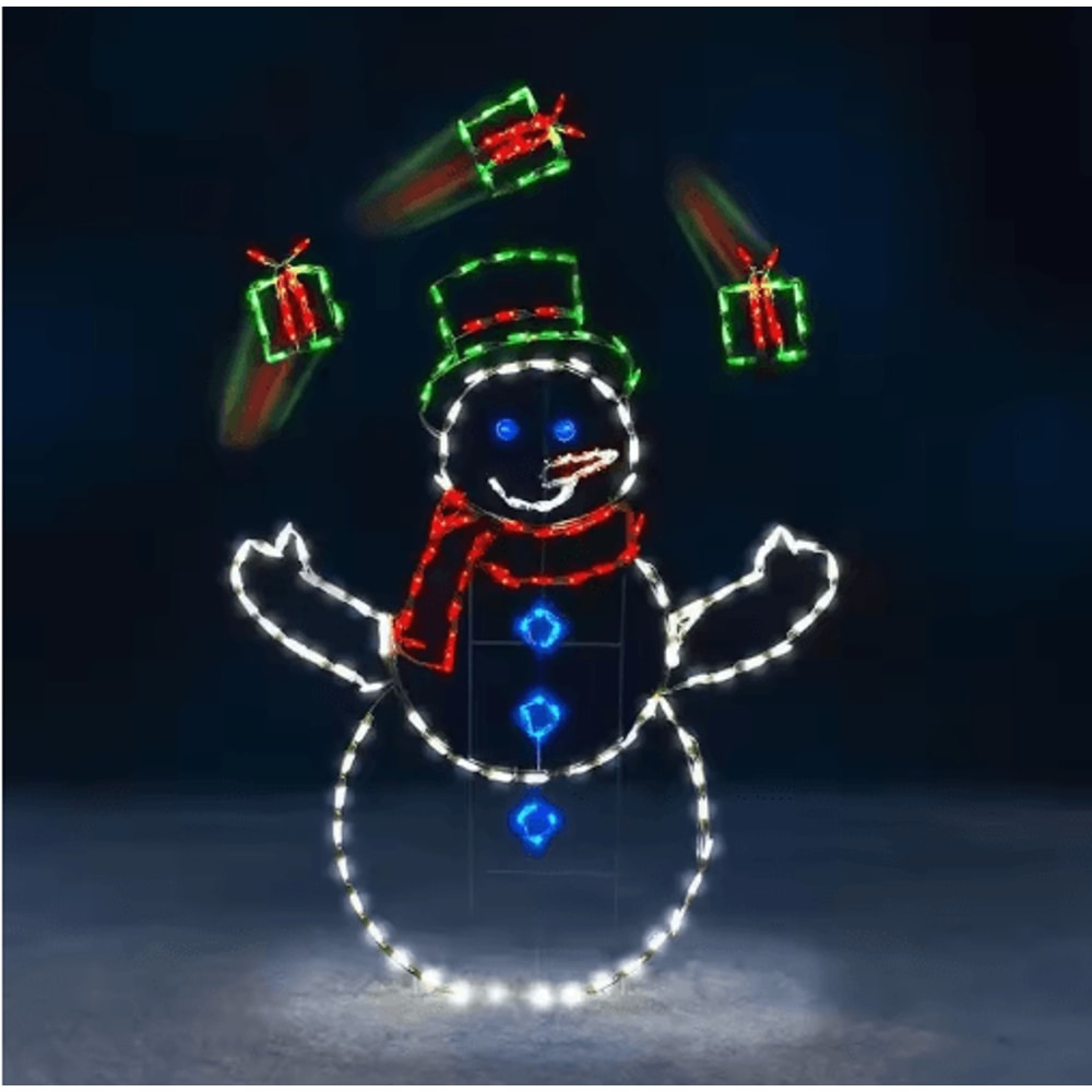 Animated LED Snowman Ornament With Glitter Festive Outdoor Christmas Decor 2