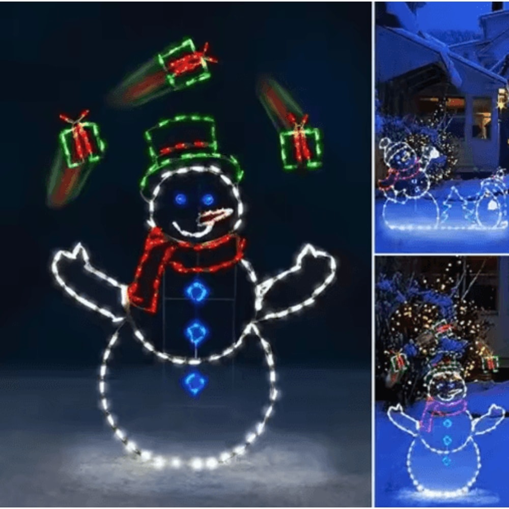 Animated LED Snowman Ornament With Glitter Festive Outdoor Christmas Decor 3