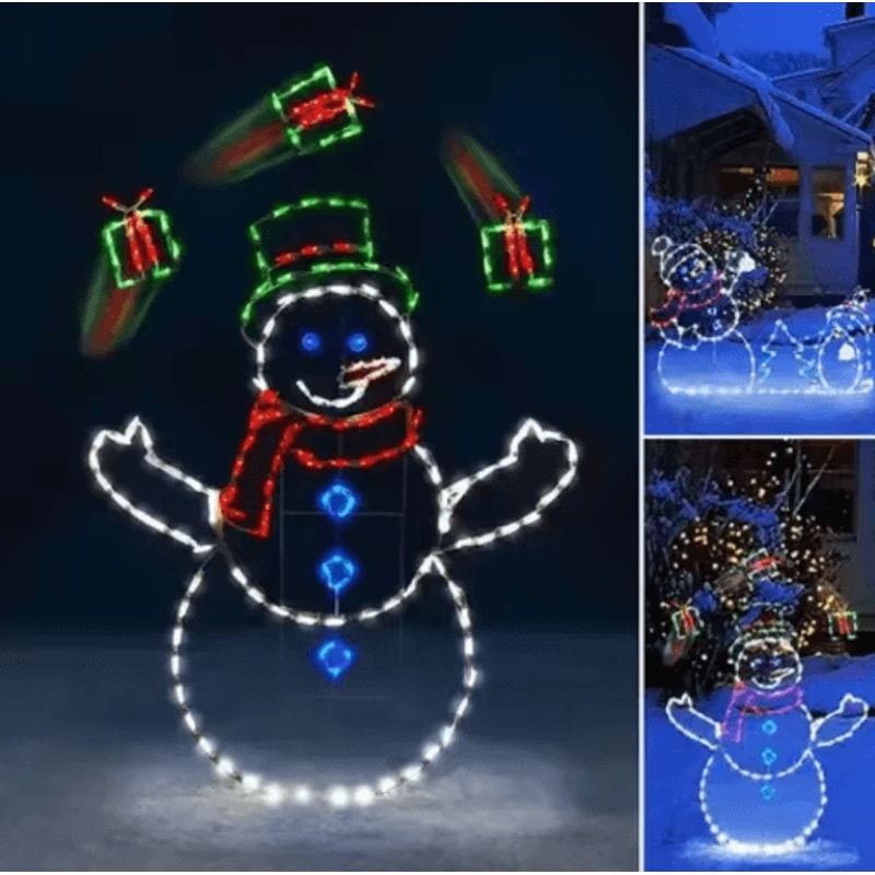 Animated LED Snowman Ornament With Glitter Festive Outdoor Christmas Decor 3