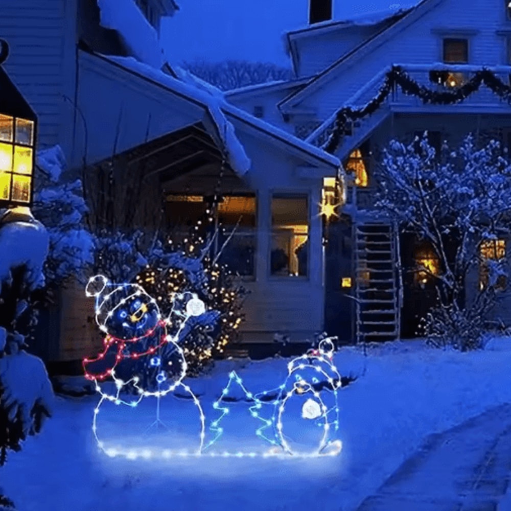 Animated LED Snowman Ornament With Glitter Festive Outdoor Christmas Decor 5