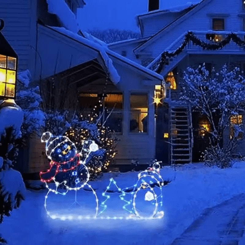 Animated LED Snowman Ornament With Glitter Festive Outdoor Christmas Decor 5