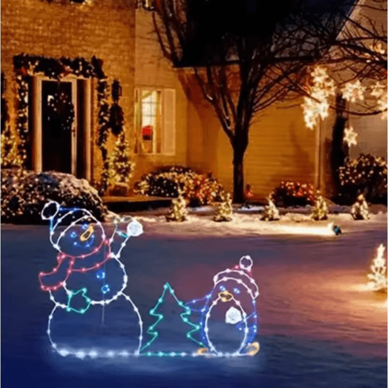 Animated LED Snowman Ornament With Glitter Festive Outdoor Christmas Decor 6