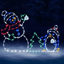 animated led snowman ornament with glitter – festive outdoor christmas decor