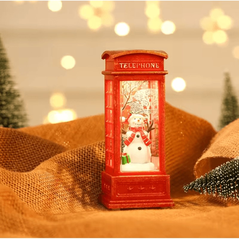 LED Christmas Phone Booth Light Santa Snowman Window Scene Decoration 1
