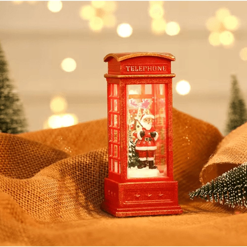 LED Christmas Phone Booth Light Santa Snowman Window Scene Decoration 2
