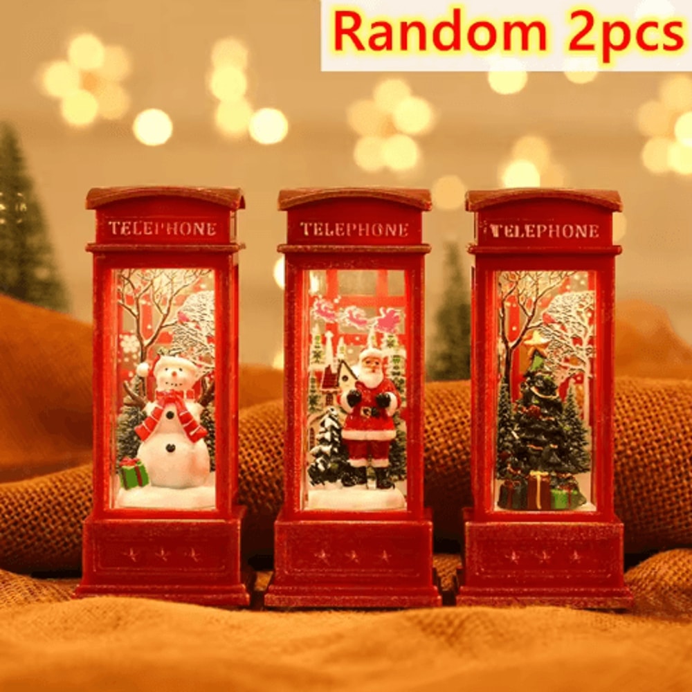 LED Christmas Phone Booth Light Santa Snowman Window Scene Decoration 3