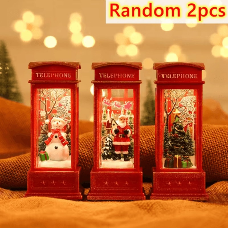 LED Christmas Phone Booth Light Santa Snowman Window Scene Decoration 3