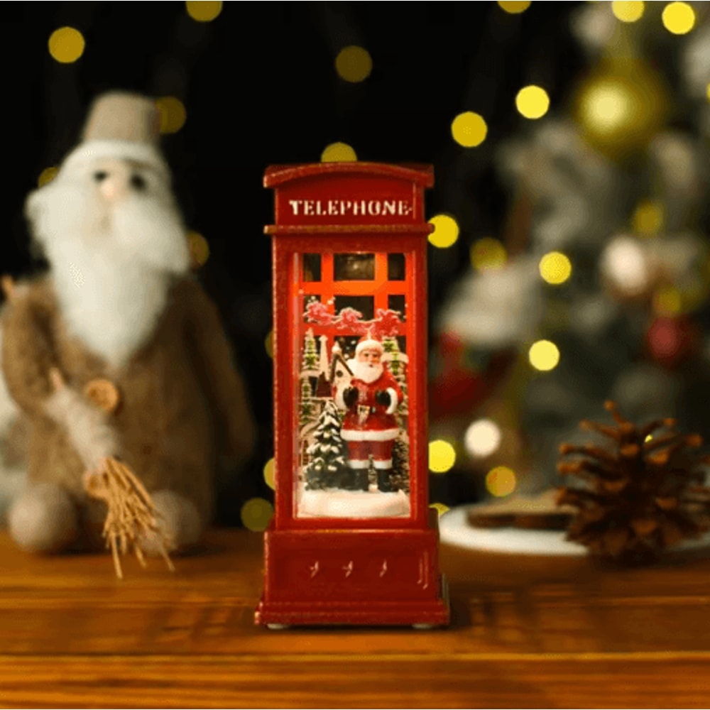 LED Christmas Phone Booth Light Santa Snowman Window Scene Decoration 7