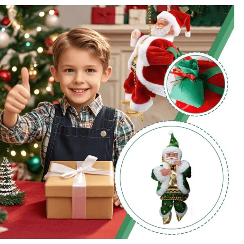Animated Santa Climbing Ladder Decoration Musical LightUp Christmas Doll 5